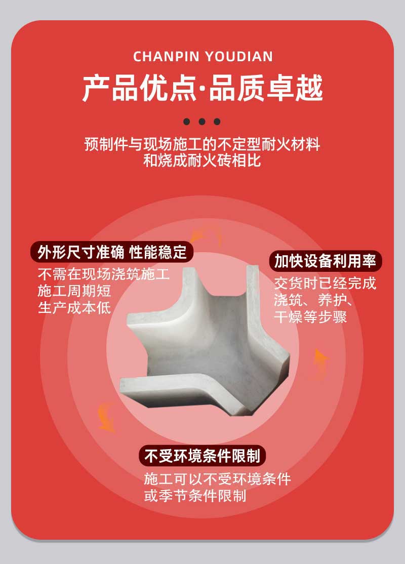 澆注料預制件產(chǎn)品優(yōu)點